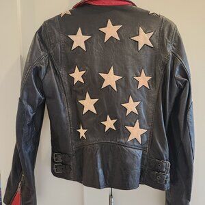 Black lambskin leather jacket with star accents MAURITIUS